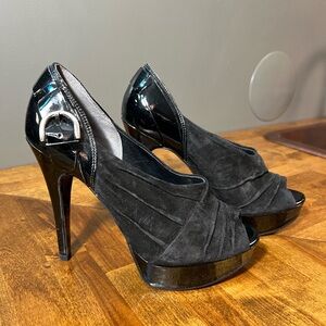 Elegant Black Peep-Toe Heels